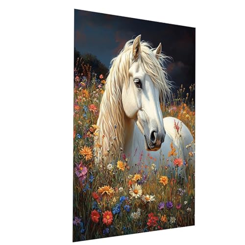 Malen Nach Zahlen Erwachsene Horse Malen Nach Zahlen Kinder Blume, DIY Set Erwachsene Paint by Numbers, Farbe Leinwand Zum Bemalen 50 x 35 cm für Wanddeko Wohnzimmer Geschenke für Frauen Model-04071 von XELIETOO