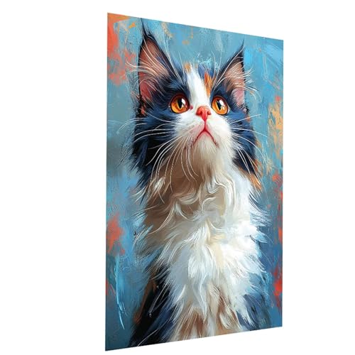 Malen Nach Zahlen Erwachsene Katze Malen Nach Zahlen Kinder Tier, DIY Set Erwachsene Paint by Numbers, Farbe Leinwand Zum Bemalen 50x35 cm für Wanddeko Wohnzimmer Geschenke für Frauen Mann Model-02217 von XELIETOO