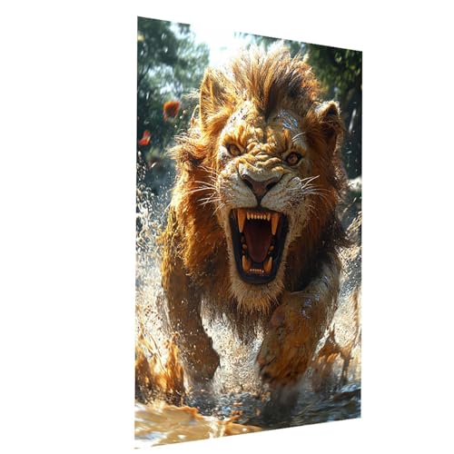 Malen Nach Zahlen Erwachsene Löwe Malen Nach Zahlen Basteln Erwachsene Tier mit Acrylfarben Set Pinselset und Leinwand zum Bemalen 40x55 cm, Farbe Leinwand Bilder für Deko Wohnzimmer Model-03955 von XELIETOO