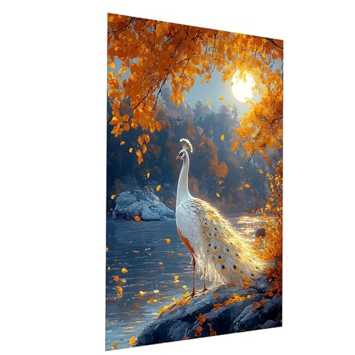 Malen Nach Zahlen Erwachsene Pfau Malen Nach Zahlen Basteln Erwachsene Landschaft mit Acrylfarben Set Pinselset und Leinwand zum Bemalen 100x150 cm, Leinwand Bilder für Deko Wohnzimmer Model-02088 von XELIETOO