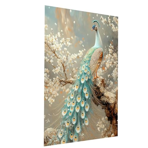 Malen Nach Zahlen Erwachsene Pfau Malen Nach Zahlen Kinder Blume, DIY Set Erwachsene Paint by Numbers, Farbe Leinwand Zum Bemalen 80x60cm für Wanddeko Wohnzimmer Geschenke für Frauen Mann Model-03606 von XELIETOO