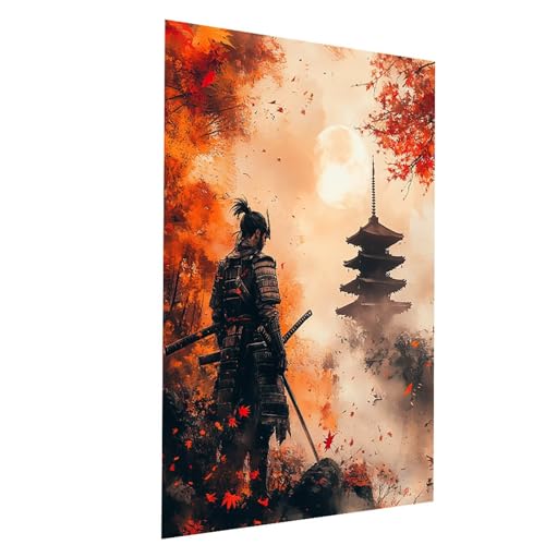 Malen Nach Zahlen Erwachsene Samurai Malen Nach Zahlen Basteln Erwachsene Katana mit Acrylfarben Set Pinselset und Leinwand zum Bemalen 60x80cm, Farbe Leinwand Bilder für Deko Wohnzimmer Model-04047 von XELIETOO