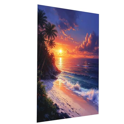 Malen Nach Zahlen Erwachsene Sonnenuntergang Malen Nach Zahlen Kinder Strand, DIY Set Erwachsene Paint by Numbers, Farbe Leinwand Zum Bemalen 50 x 35CM für Zimmer Deko Geschenke für Frauen Model-03981 von XELIETOO