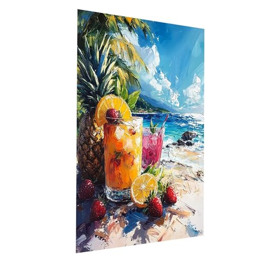 Malen Nach Zahlen Erwachsene Strand Malen Nach Zahlen Basteln Erwachsene Landschaft mit Acrylfarben Set Pinselset und Leinwand zum Bemalen 40x55 CM, Leinwand Bilder für Deko Wohnzimmer Model-04171 von XELIETOO