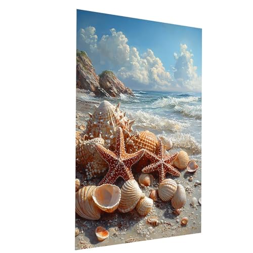 Malen Nach Zahlen Erwachsene Strand Malen Nach Zahlen Basteln Erwachsene Meer mit Acrylfarben Set Pinselset und Leinwand zum Bemalen 30x40cm, Farbe Leinwand Bilder für Deko Wohnzimmer Model-03899 von XELIETOO