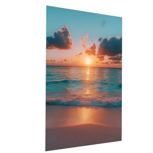 Malen Nach Zahlen Erwachsene Strand Malen Nach Zahlen Basteln Erwachsene Sonnenuntergang mit Acrylfarben Set Pinselset und Leinwand zum Bemalen 70 x 95 CM, Leinwand Bilder für Zimmer Deko Model-02572 von XELIETOO