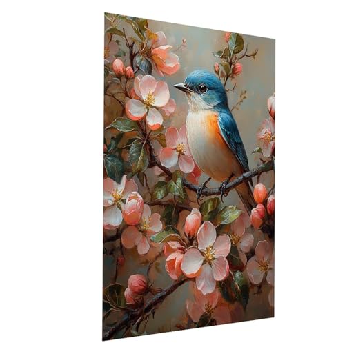 Malen Nach Zahlen Erwachsene Vogel Malen Nach Zahlen Basteln Erwachsene Blume mit Acrylfarben Set Pinselset und Leinwand zum Bemalen 50 x 70 CM, Farbe Leinwand Bilder für Deko Wohnzimmer Model-03578 von XELIETOO