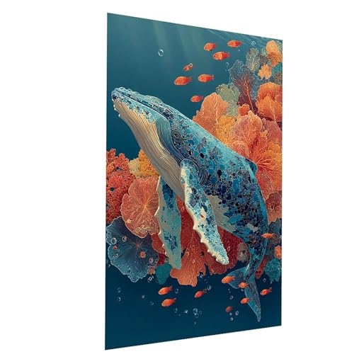 Malen Nach Zahlen Erwachsene Wal Malen Nach Zahlen Kinder Tier, DIY Set Erwachsene Paint by Numbers, Farbe Leinwand Zum Bemalen 70 x 50 CM für Wanddeko Wohnzimmer Geschenke für Frauen Mann Model-03425 von XELIETOO
