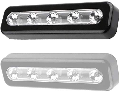 XEN LABS - LED Push Light, LED Tap Light batteriebetrieben DIY Stick-on Anywhere 5 LED Tap Light Push Night Lamp für Schränke, Schränke, Schränke, Flure, Treppen (verschiedene Farben: Schwarz/Silber) von XEN LABS