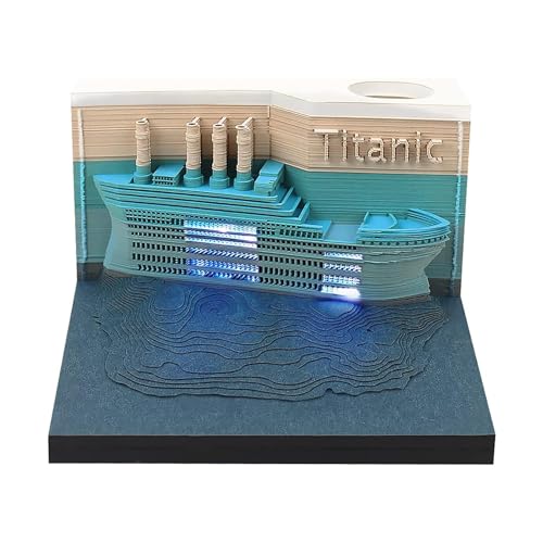 XENITE Titanic 3D-Papier-Notizblock, Schiff, Haftnotizen, Papierschnitzerei, Notizblock, Lesezeichen, LED-Licht, kreatives Geschenk für Eltern, Liebhaber, Kinder, Freunde,A von XENITE