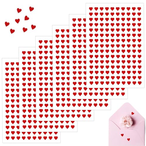 XENQITO 900 Stück Sticker Herzen, Aufkleber Herz Rote Belohnungsaufkleber Selbstklebend Herz Sticker für Valentinstag Ostern Hochzeit Umschläge Geschenkverpackungen Scrapbooking Hochzeitsdekoration von XENQITO