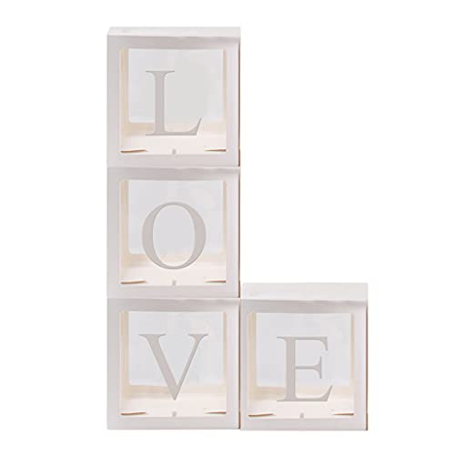 4 Stück weiße transparente Ballonboxen mit Aufschrift "Love", für Baby-Brautparty, Valentinstag, Geburtstag, Party, Dekoration, Liebes-Baby-Buchstaben von XEYYHAS