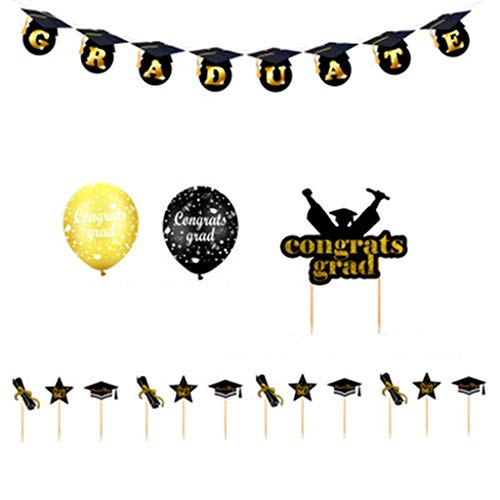 Abschlussfeier Ballon Kombination Set Congrats Grad für Zeremonie Dekorationen Versorgung Zahlen Luftballons von XEYYHAS