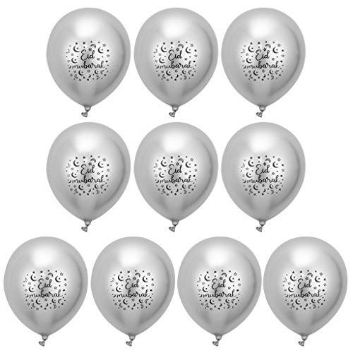 Deko-Ballon, 10 Stück, Party-Eid-Ballon, Happy Silver Latex-Luftballons, Dekoration, Ballonbogen-Rahmen-Set von XEYYHAS