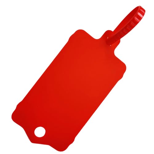 100 Stück wiederverwendbare, leere Kunststoff-Etiketten, Schlüsselanhänger, 3.7x6.3 cm, gezacktes Spannverschlussband mit großem Etikett, zum Beschriften (rot, 100 Stück) von XF-Vel