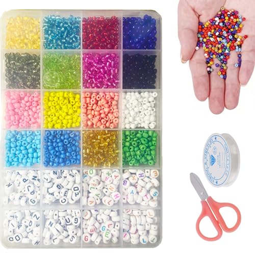 XFDXKLY DIY Polymer Clay Perlen, modische Brief handgemachte Perlen, farbige 1mm Perlen, DIY Armband Halskette Ohrring Zubehör (1800 Stücke) von XFDXKLY