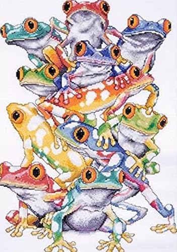 XFENDOUDOU Gestempelte Kreuzstich-Sets，11CT,DIY Cross Stitch Stickpackung Frosch Handarbeiten Vorgedruckter Stickerei-Starter-Kit für Anfänger(40x50cm) von XFENDOUDOU