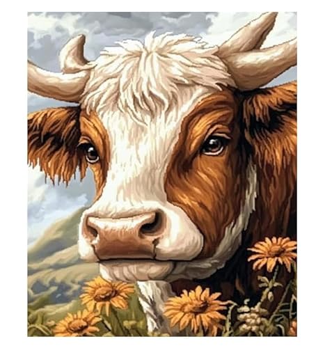 XFENDOUDOU Gestempelte Kreuzstich-Sets，11CT,DIY Cross Stitch Stickpackung Kuhmuster 11CT Erwachsene Sticken Set,DIY Stickbilder Vorgedruckt Kreuzstich für Anfänger Home Decor （40x50cm ） von XFENDOUDOU