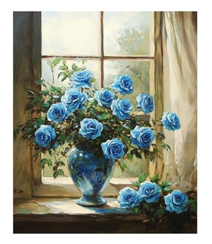 XFENDOUDOU Gestempelte Kreuzstich-Sets，11CT,DIY Cross Stitch Stickpackung Schöne Blumen Vorlagen Stickerei Set Vorgedruckt oder Zählmuster (Vorgedruckt) 40x50cm von XFENDOUDOU