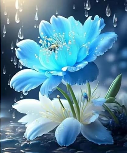 XFENDOUDOU Gestempelte Kreuzstich-Sets，11CT,DIY Cross Stitch Stickpackung Wassertropfenblume Handarbeiten Vorgedruckter Stickerei-Starter-Kit für Anfänger(40x50cm) von XFENDOUDOU