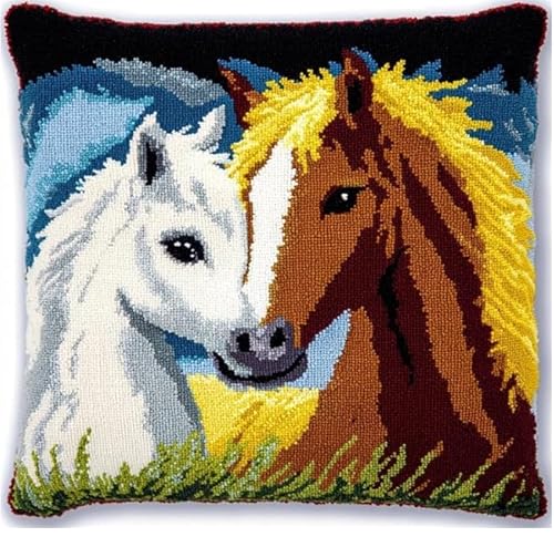 XFENDOUDOU Kreuzstich Kissen Set Vorgedruckt Stickset DIYNiedliche Tiermuster Gebastelt Kissenbezug ohne Kissenkern für Anfänger Erwachsene 45x45cm Bastelset Haus Dekoration von XFENDOUDOU
