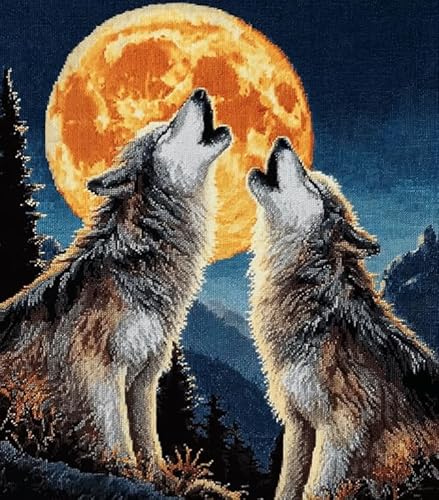XFENDOUDOU Kreuzstich Set Mond und Wolf Vorgedruckt Kreuzstich für Wandkunst-Heimdekoration Stickset Sticken Set Erwachsene Anfänger 40× 50cm XFENDOUDOU Kreuzstich Set Mond und Wolf Vorgedruckt Kreuzstich für Wandkunst-Heimdekoration Stickset Sticken Set Erwachsene Anfänger 40× 50cm von XFENDOUDOU
