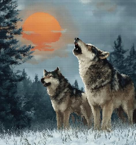 XFENDOUDOU Kreuzstich Set Wolf bei Sonnenuntergang Vorgedruckt Kreuzstich für Wandkunst-Heimdekoration Stickset Sticken Set Erwachsene Anfänger 40× 50cm XFENDOUDOU Kreuzstich Set Wolf bei Sonnenuntergang Vorgedruckt Kreuzstich für Wandkunst-Heimdekoration Stickset Sticken Set Erwachsene Anfänger 40× 50cm von XFENDOUDOU