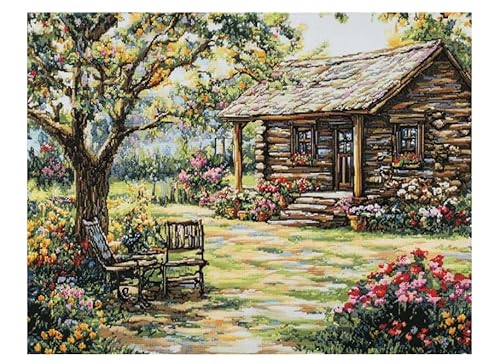 XFENDOUDOU Kreuzstich Stickpackungen Bauerngarten 11CT Cross Stitch Stamped Kit DIY Anfänger Erwachsene Embroidery Kunst Handwerk Handarbeit Kits（40 * 50cm） von XFENDOUDOU