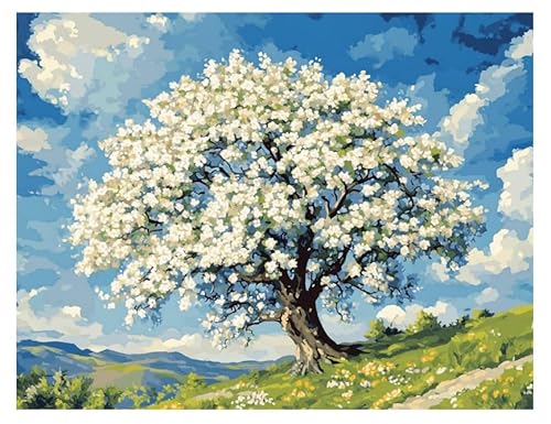 XFENDOUDOU Kreuzstich Stickpackungen Birnbaum Vorlagen Stickerei Set Vorgedruckt oder Zählmuster (Vorgedruckt) 40x50cm von XFENDOUDOU