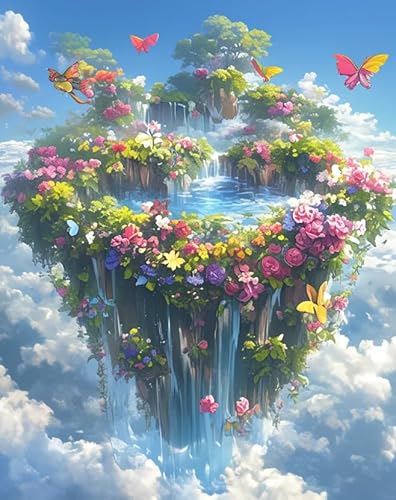 XFENDOUDOU Kreuzstich Stickpackungen Blumen in den Wolken 11CT Cross Stitch Stamped Kit DIY Anfänger Erwachsene Embroidery Kunst Handwerk Handarbeit Kits（40 * 50cm） von XFENDOUDOU