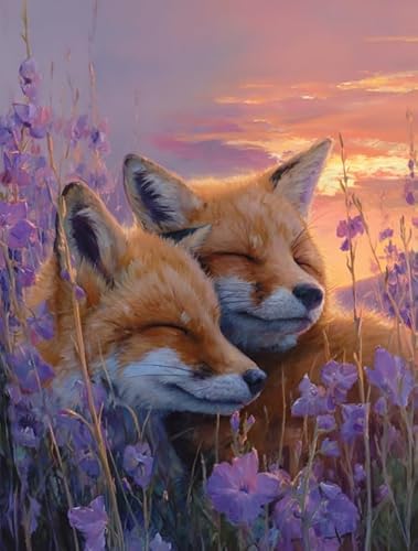 XFENDOUDOU Kreuzstich Stickpackungen Blumenfuchs 11CT Cross Stitch Stamped Kit DIY Anfänger Erwachsene Embroidery Kunst Handwerk Handarbeit Kits（40 * 50cm） von XFENDOUDOU