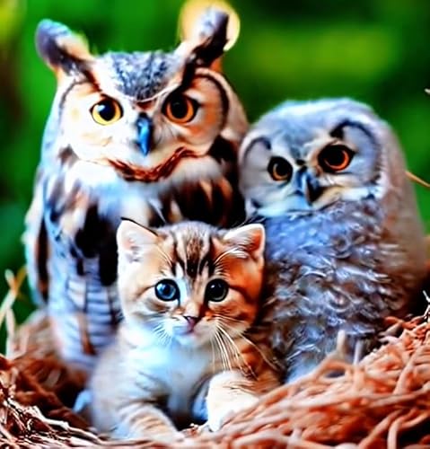 XFENDOUDOU Kreuzstich Stickpackungen Katze und Vogel 11CT Cross Stitch Stamped Kit DIY Anfänger Erwachsene Embroidery Kunst Handwerk Handarbeit Kits（40 * 50cm） von XFENDOUDOU