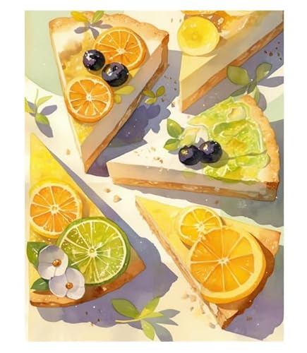 XFENDOUDOU Kreuzstich Stickpackungen Leckeres Kuchenmuster 11 CT Kreuzstich Stickpackungen,Stickbilder Vorgedruckt Kreuzstich für Wandkunst-Heimdekoration 40x50cm von XFENDOUDOU