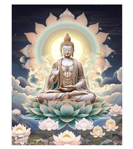 XFENDOUDOU Kreuzstich Stickpackungen Lotus-Buddha 11CT Cross Stitch Stamped Kit DIY Anfänger Erwachsene Embroidery Kunst Handwerk Handarbeit Kits（40 * 50cm） von XFENDOUDOU