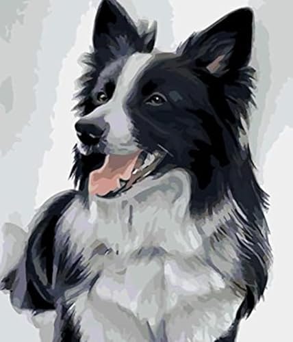 XFENDOUDOU Kreuzstich Stickpackungen Schäferhund Vorlagen Stickerei Set Vorgedruckt oder Zählmuster (Vorgedruckt) 40x50cm von XFENDOUDOU