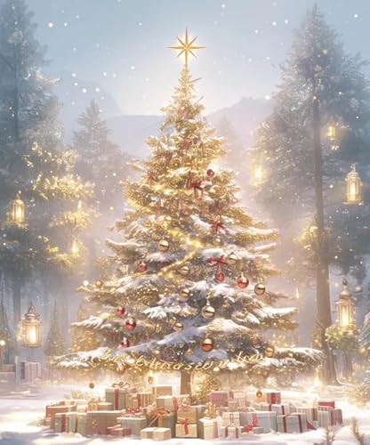 XFENDOUDOU Kreuzstich Stickpackungen Schneeflockenkiefer 11CT Cross Stitch Stamped Kit DIY Anfänger Erwachsene Embroidery Kunst Handwerk Handarbeit Kits（40 * 50cm） von XFENDOUDOU