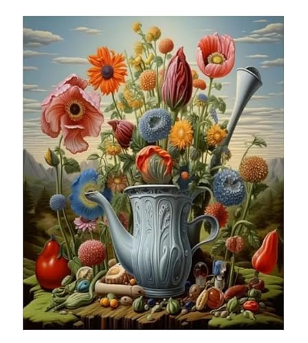 XFENDOUDOU Kreuzstich Stickpackungen Schöne Blumenillustration Handarbeiten Vorgedruckter Stickerei-Starter-Kit für Anfänger(40x50cm) von XFENDOUDOU