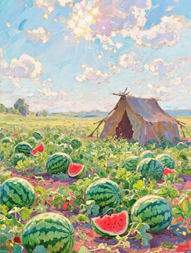 XFENDOUDOU Kreuzstich Stickpackungen Sommerwassermelone 11CT Cross Stitch Stamped Kit DIY Anfänger Erwachsene Embroidery Kunst Handwerk Handarbeit Kits（40 * 50cm） von XFENDOUDOU