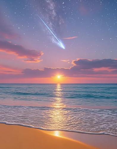 XFENDOUDOU Kreuzstich Stickpackungen Sonnenuntergangsstrand 11CT Cross Stitch Stamped Kit DIY Anfänger Erwachsene Embroidery Kunst Handwerk Handarbeit Kits（40 * 50cm） von XFENDOUDOU