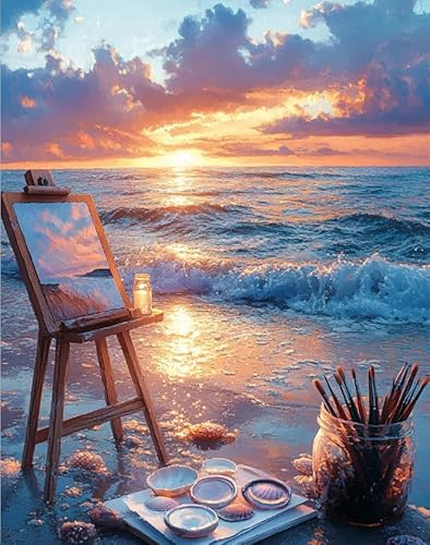 XFENDOUDOU Kreuzstich Stickpackungen Sonnenuntergangsstrand 11CT Erwachsene Sticken Set,DIY Stickbilder Vorgedruckt Kreuzstich für Anfänger Home Decor （40x50cm ） von XFENDOUDOU