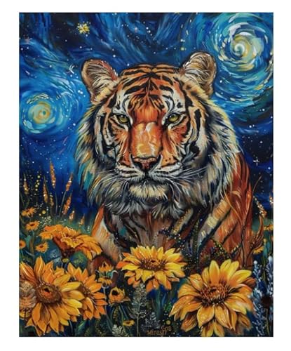 XFENDOUDOU Kreuzstich Stickpackungen Tiger 11CT Cross Stitch Stamped Kit DIY Anfänger Erwachsene Embroidery Kunst Handwerk Handarbeit Kits（40 * 50cm） von XFENDOUDOU