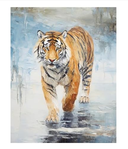 XFENDOUDOU Kreuzstich Stickpackungen Tiger läuft 11CT Erwachsene Sticken Set,DIY Stickbilder Vorgedruckt Kreuzstich für Anfänger Home Decor （40x50cm ） von XFENDOUDOU