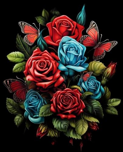 XFENDOUDOU Kreuzstich Stickpackungen Verträumte Rosenblüten 11CT Cross Stitch Stamped Kit DIY Anfänger Erwachsene Embroidery Kunst Handwerk Handarbeit Kits（40 * 50cm） von XFENDOUDOU