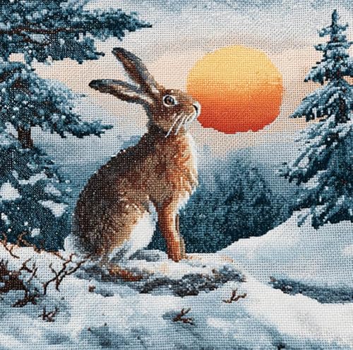 XFENDOUDOU Kreuzstich Stickpackungen süßes Kaninchen 11CT Cross Stitch Stamped Kit DIY Anfänger Erwachsene Embroidery Kunst Handwerk Handarbeit Kits（40 * 50cm） von XFENDOUDOU