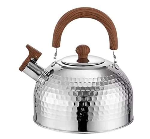 Teekessel für Herdplatte, Edelstahl, tragbar, Pfeife, Teekanne, allgemeines Pfeifkessel für Gasherd, Induktionsherd, Pfeife, Teekessel (3 l) von XFLSDHGD