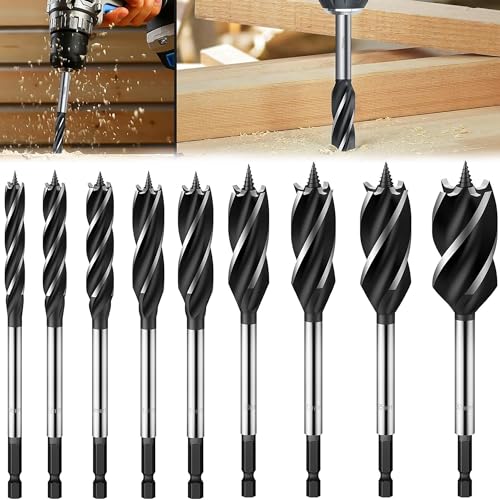 XFLYP 9 Stück Holzbohrer, Schlangenbohrer-Set für Erweitern Bohren Holzbohrer Kohlenstoffreich Stahl Schnellschnitt Holzbearbeitungsbohrer Set 10/13/15/17/19/22/25/30/35mm für Holzbearbeitung XFLYP 9 Stück Holzbohrer, Schlangenbohrer-Set für Erweitern Bohren Holzbohrer Kohlenstoffreich Stahl Schnellschnitt Holzbearbeitungsbohrer Set 10/13/15/17/19/22/25/30/35mm für Holzbearbeitung von XFLYP