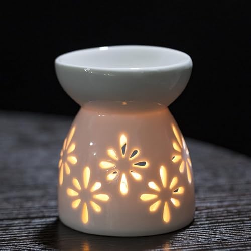 XFLYP Keramik Duftlampe Für Wachs, Mini Teelichthalter Öl Brenner Für Duftwachs-Ätherische Öle, Aromabrenner für Duftöl mit der Candle Löffel Aroma Diffuser von XFLYP