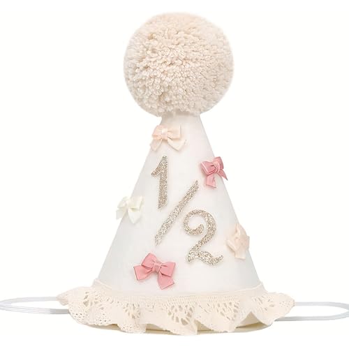 XFSRG 1/2 Geburtstag Baby Hut Süße Kegel Hüte mit Pompons Monat als Party-Foto-Requisite Halbjahresfeier Dekoration für 1/2 Birthday Girl & Junge XFSRG 1/2 Geburtstag Baby Hut Süße Kegel Hüte mit Pompons Monat als Party-Foto-Requisite Halbjahresfeier Dekoration für 1/2 Birthday Girl & Junge von XFSRG