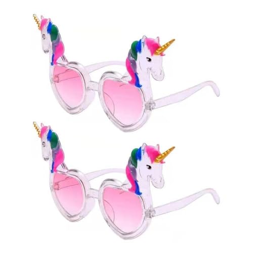 XFSRG 2er-Set Lustige Einhorn Herz Sonnenbrillen Verrückte & Bequeme Party Accessoires für Selfies & Co Perfekt als Witzige Requisite für Feste & Events (Transparent) von XFSRG
