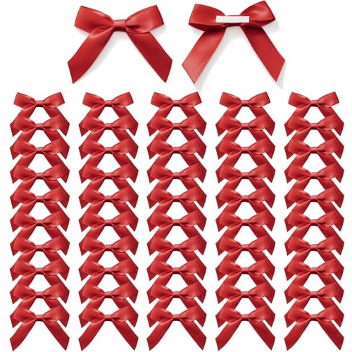 XFSRG 50 Stück Geschenkschleife Groß Schleife Dekoration Keine Montage Kranz Schleife für Geschenkverpackungen Blumen Handwerk(Rot) von XFSRG